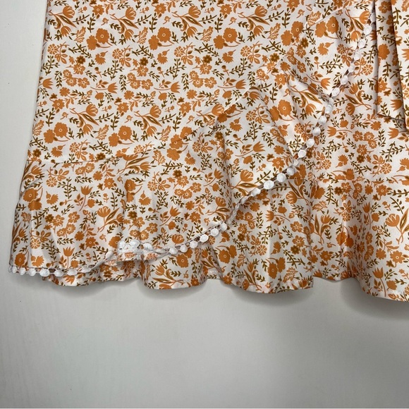 Simplee Orange Wrap Skirt with Tie Front - Picture 7 of 7